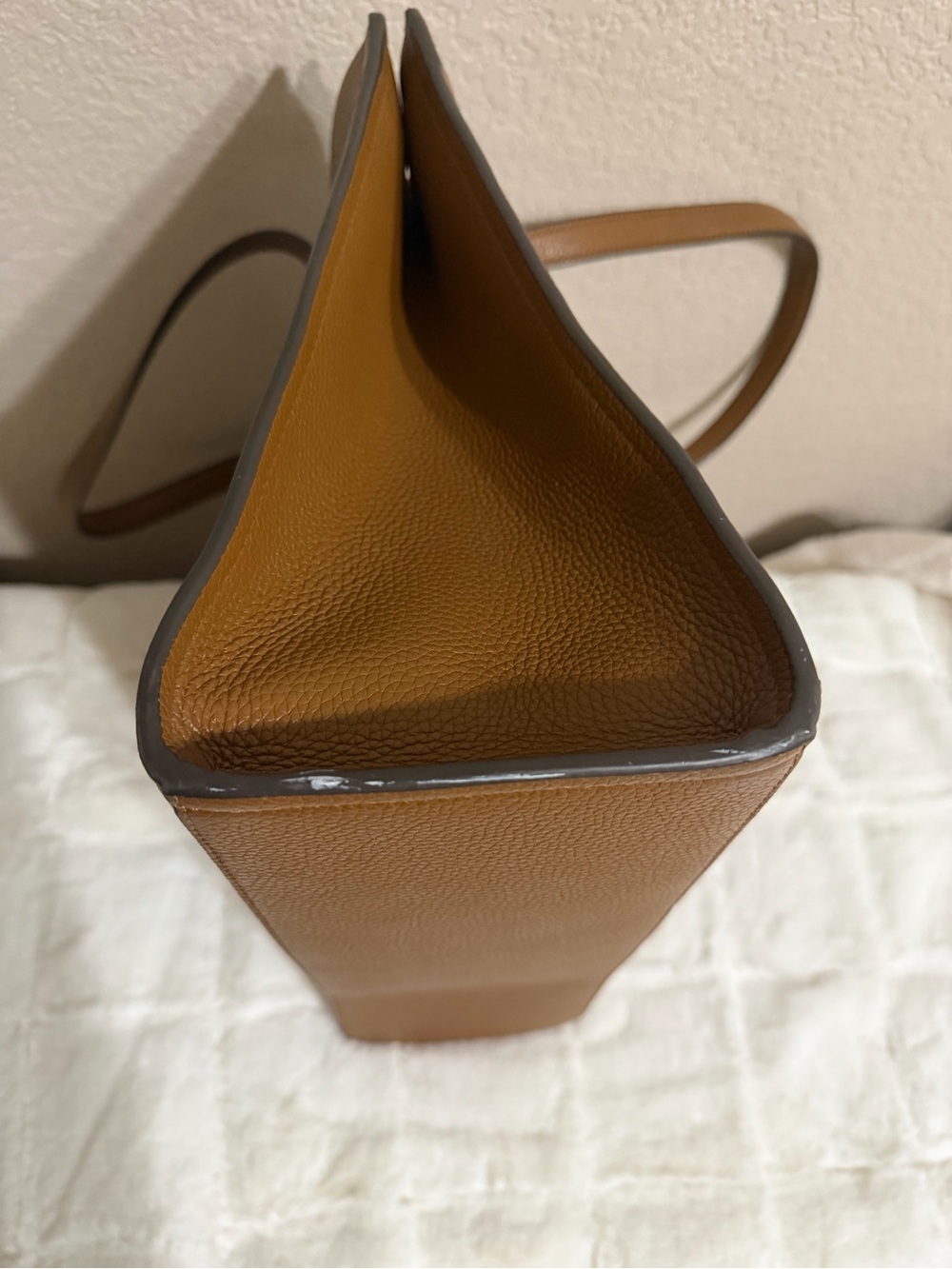 Tory Burch Thea Pebbled Leather Tote with Tassel in Moose Brown - Picture 7 of 15